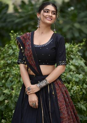 black Cotton Chaniya Choli with Gota Patti Finish 3
