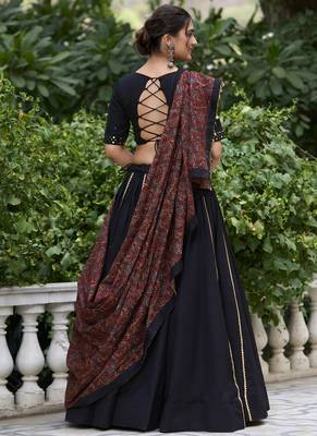black Cotton Chaniya Choli with Gota Patti Finish 4