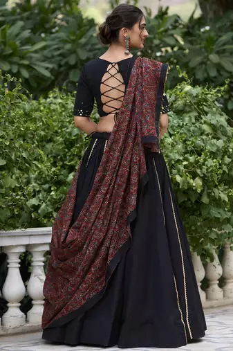 black Cotton Chaniya Choli with Gota Patti Finish
