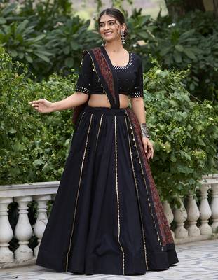 black Cotton Chaniya Choli with Gota Patti Finish 5