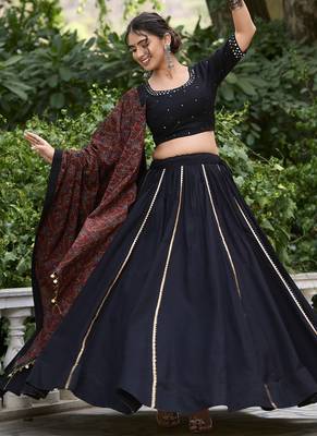 black Cotton Chaniya Choli with Gota Patti Finish 6