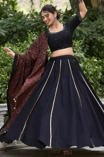 black Cotton Chaniya Choli with Gota Patti Finish