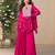 Rani pink embroidery & hand work chinnon silk poncho style top palazzo suit