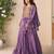 Purple embroidery printed & hand work chinnon silk poncho style top palazzo suit