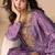 Purple embroidery printed & hand work chinnon silk poncho style top palazzo suit