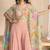 Multicolor embroidery zari & printed jacket work chinnon silk  blouse dhoti suit