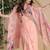 Pink embroidery zari & printed jacket work chinnon silk  blouse dhoti suit