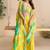 Yellow embroidery zari & printed jacket work chinnon silk  blouse dhoti suit