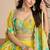 Yellow embroidery zari & printed jacket work chinnon silk  blouse dhoti suit