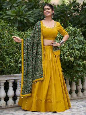 mustard Cotton Chaniya Choli with Gota Patti Finish 1