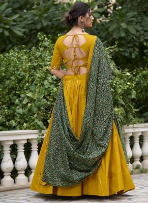 mustard Cotton Chaniya Choli with Gota Patti Finish 3
