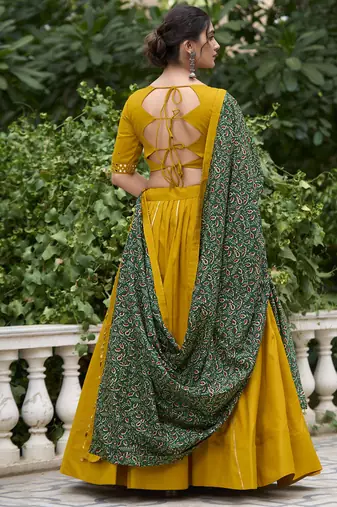 mustard Cotton Chaniya Choli with Gota Patti Finish