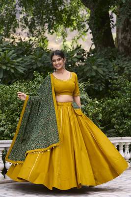 mustard Cotton Chaniya Choli with Gota Patti Finish 4