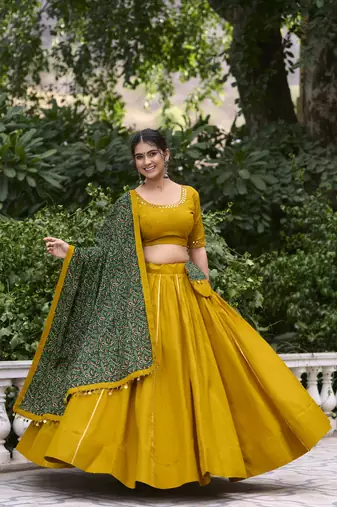 mustard Cotton Chaniya Choli with Gota Patti Finish