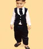 Navy blue velvet linen plain navy velvet chic shirt pants and coat for boys