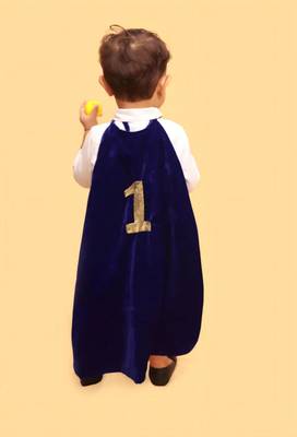 Navy blue cotton velvet plain tiny monach shirt shorts cape and tie for boys 3