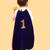 Navy blue cotton velvet plain tiny monach shirt shorts cape and tie for boys
