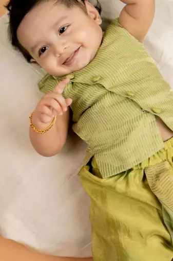 pista green tissue kurta with traditional work