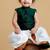 Green handloom cotton shantoon plain emerald set kurta with dhoti for boys