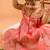 Orange tissue embroidered gulal frock for girls