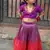 Violet brocade embroidered arati set crop top & skirt for girls