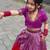 Violet brocade embroidered arati set crop top & skirt for girls