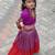 Violet brocade embroidered arati set crop top & skirt for girls