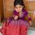 Violet brocade embroidered arati set crop top & skirt for girls