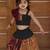 Black cotton plain aizah one-shoulder crop top & skirt for girls
