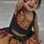 Black cotton plain aizah one-shoulder crop top & skirt for girls