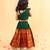 Green cotton printed green frill and flair one-shoulder crop top & skirt for girls
