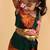 Green cotton printed green frill and flair one-shoulder crop top & skirt for girls