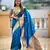 Sky blue silk blend saree with paithani rich weaved pallu and blouse