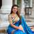 Sky blue silk blend saree with paithani rich weaved pallu and blouse