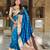 Sky blue silk blend saree with paithani rich weaved pallu and blouse