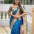 Sky blue silk blend saree with paithani rich weaved pallu and blouse
