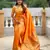 Orange silk blend saree with paithani rich weaved pallu and blouse