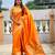 Orange silk blend saree with paithani rich weaved pallu and blouse