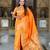 Orange silk blend saree with paithani rich weaved pallu and blouse
