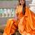 Orange silk blend saree with paithani rich weaved pallu and blouse
