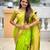 Parrot green silk blend saree with paithani rich weaved pallu and blouse