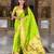 Parrot green silk blend saree with paithani rich weaved pallu and blouse