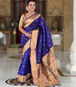 Violet silk blend saree with paithani rich weaved pallu and blouse
