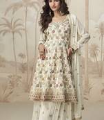 Off white georgette embroidered designer Palazzo suit