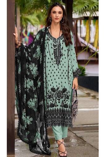 Faux georgette with embroidery sequence work semi-stitched pakistani suit