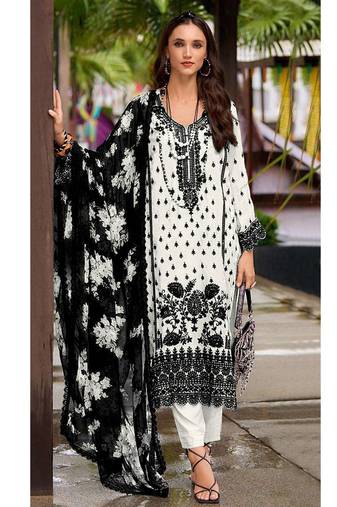 Faux georgette with embroidery sequence work semi-stitched pakistani suit
