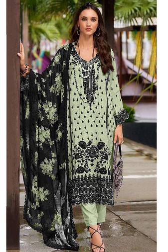 Faux georgette with embroidery sequence work semi-stitched pakistani suit