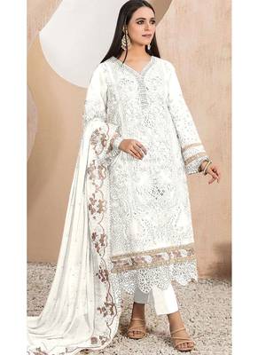 Heavy organza with boring embroidered sequin work semistitched pakistani suit 1