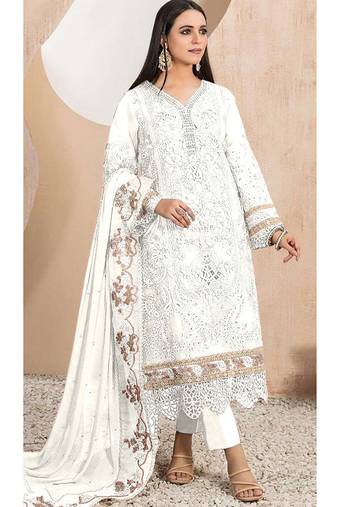 Heavy organza with boring embroidered sequence work semistitched pakistani suit