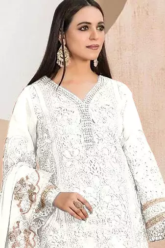 Heavy organza with boring embroidered sequin work semistitched pakistani suit